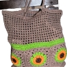 Tasche, Shopper, Tote-Bag, Sunflower-Tasche, gehäkelt