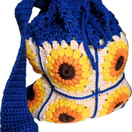 Tasche, Shopper, Sunflower-Bag, Granny-Square-Tasche, gehäkelt