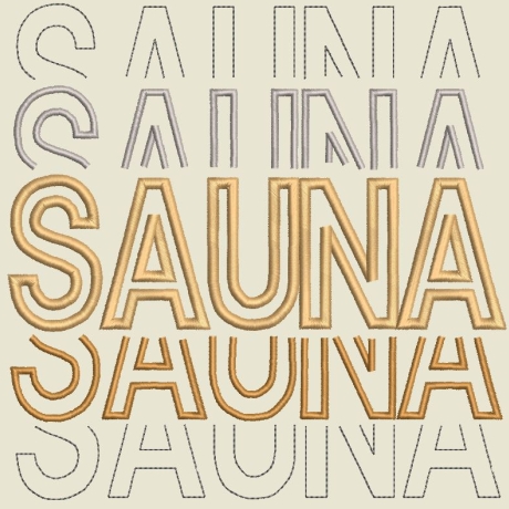 Ferberline Stickdatei Wortwelle Sauna ab 10x10cm