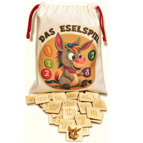 Das Eselspiel  121 Holzsteine Gesellschaftsspiel Lernspiel Birke