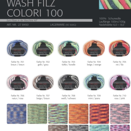 Filzwolle ProLana Wash Filz Colori 100g - div. Farben