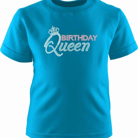 Kinder Kurzarm T-Shirt bedruckt mit BIRTHDAY QUEEN Punte
