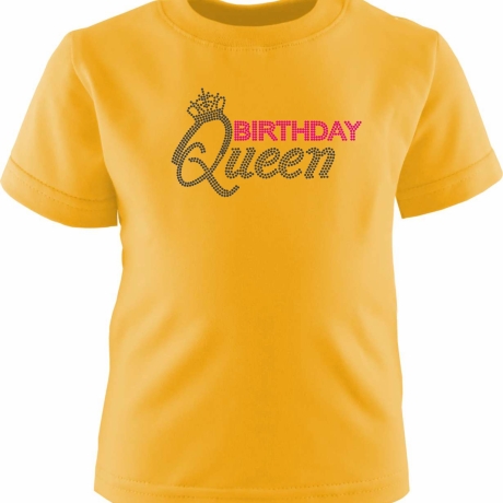 Kinder Kurzarm T-Shirt bedruckt mit BIRTHDAY QUEEN Punte