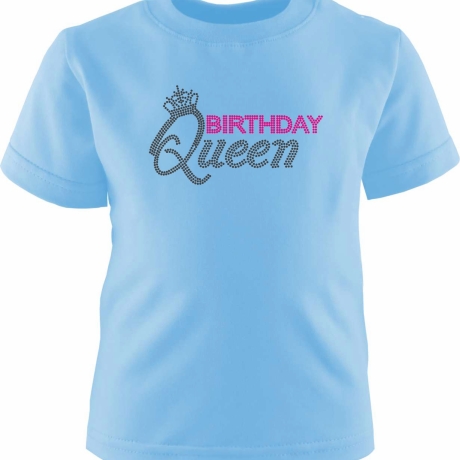Kinder Kurzarm T-Shirt bedruckt mit BIRTHDAY QUEEN Punte