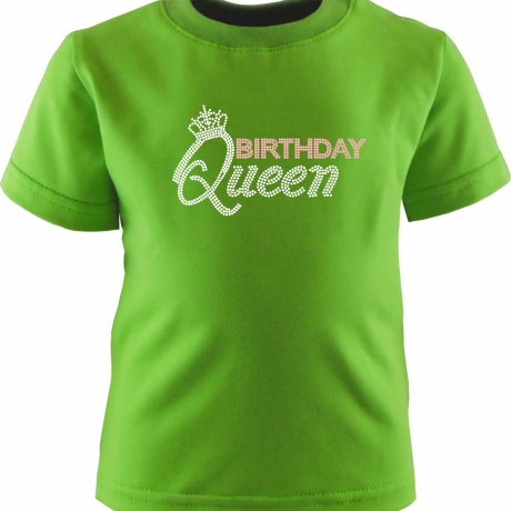 Kinder Kurzarm T-Shirt bedruckt mit BIRTHDAY QUEEN Punte