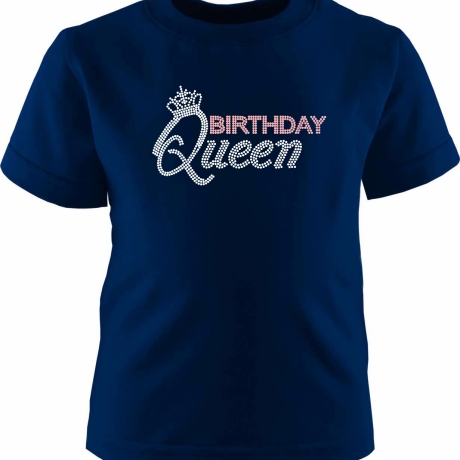 Kinder Kurzarm T-Shirt bedruckt mit BIRTHDAY QUEEN Punte