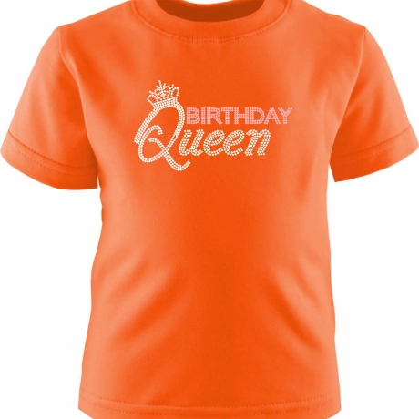 Kinder Kurzarm T-Shirt bedruckt mit BIRTHDAY QUEEN Punte