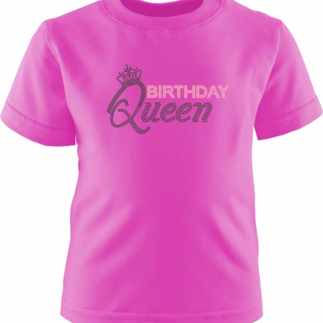 Kinder Kurzarm T-Shirt bedruckt mit BIRTHDAY QUEEN Punte