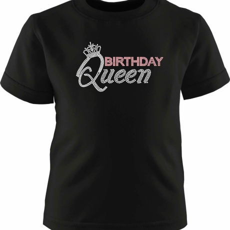 Kinder Kurzarm T-Shirt bedruckt mit BIRTHDAY QUEEN Punte
