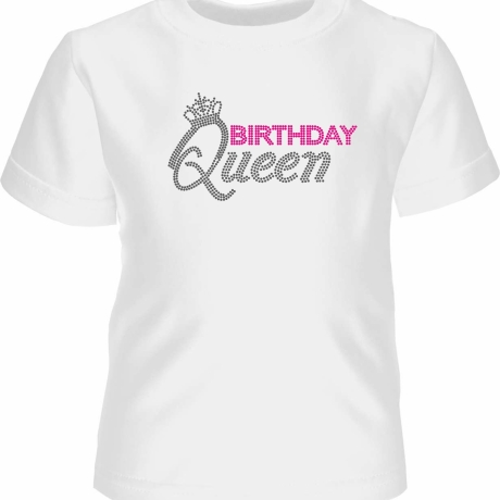 Kinder Kurzarm T-Shirt bedruckt mit BIRTHDAY QUEEN Punte