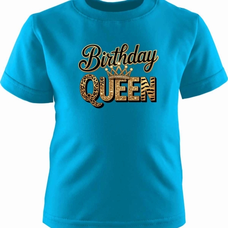 Kinder Kurzarm T-Shirt bedruckt mit BIRTHDAY QUEEN gold