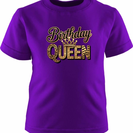 Kinder Kurzarm T-Shirt bedruckt mit BIRTHDAY QUEEN gold
