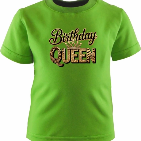 Kinder Kurzarm T-Shirt bedruckt mit BIRTHDAY QUEEN gold