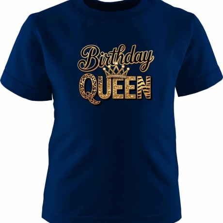 Kinder Kurzarm T-Shirt bedruckt mit BIRTHDAY QUEEN gold