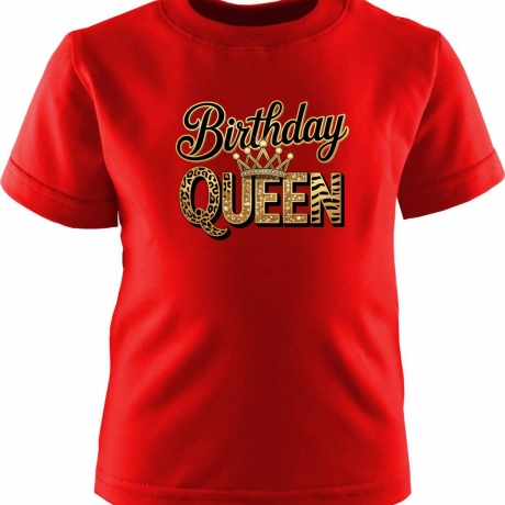 Kinder Kurzarm T-Shirt bedruckt mit BIRTHDAY QUEEN gold