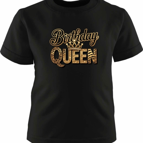 Kinder Kurzarm T-Shirt bedruckt mit BIRTHDAY QUEEN gold