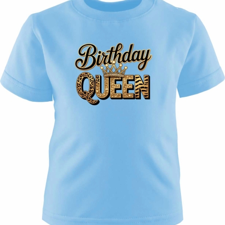 Kinder Kurzarm T-Shirt bedruckt mit BIRTHDAY QUEEN gold