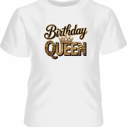 Kinder Kurzarm T-Shirt bedruckt mit BIRTHDAY QUEEN gold