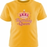 Kinder Kurzarm T-Shirt bedruckt mit BIRTHDAY QUEEN pink