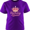 Kinder Kurzarm T-Shirt bedruckt mit BIRTHDAY QUEEN pink