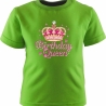 Kinder Kurzarm T-Shirt bedruckt mit BIRTHDAY QUEEN pink
