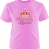 Kinder Kurzarm T-Shirt bedruckt mit BIRTHDAY QUEEN pink
