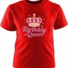 Kinder Kurzarm T-Shirt bedruckt mit BIRTHDAY QUEEN pink