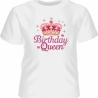 Kinder Kurzarm T-Shirt bedruckt mit BIRTHDAY QUEEN pink