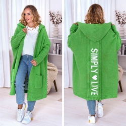 Oversized Strickmantel lange Strickjacke Cardigan Grün M-2XL