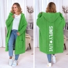 Oversized Strickmantel lange Strickjacke Cardigan Grün M-2XL