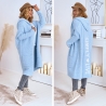 Oversized Strickmantel lange Strickjacke Cardigan Hellblau M-2XL
