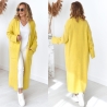 Oversize Strickmantel Strickjacke lang Cardigan Weste Gelb S-XL