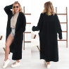Oversize Strickmantel Strickjacke lang Cardigan Schwarz S-XL
