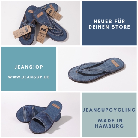 Flip Flops in Denimblue aus recycelten Jeans