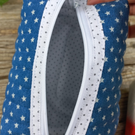 Gesteppte Boxy Tasche Sternchen Blau handgemacht