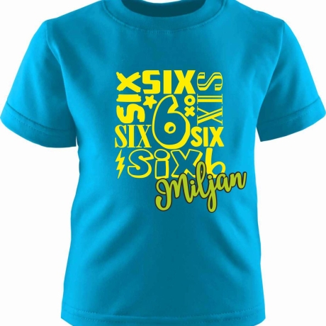 Kinder Kurzarm T-Shirt BLOCK personalisiert mit Name +Zahl