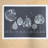 Bild Wandbild skelettierte Blätter gerahmt Bäume Allee 25x18cm