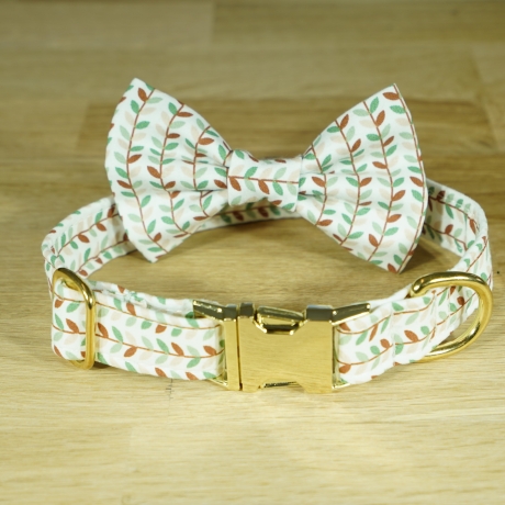 Hundehalsband, -marke, Fliege personalisiert Blätterranken Motiv