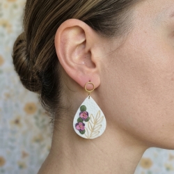 Handgefertigte Polymer Clay Ohrringe – Florale Eleganz