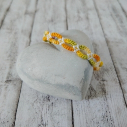 Armband geknotet mit Muster Blume gelb/orange meliert