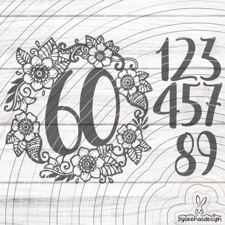 Blumenkranz Zahlen 0-9 Plotterdatei SVG DXF