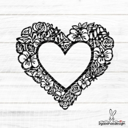 Blumenherz Rahmen Plotterdatei SVG DXF