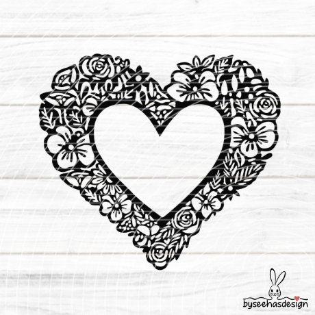 Blumenherz Rahmen Plotterdatei SVG DXF