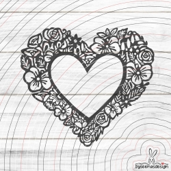 Blumenherz Rahmen Plotterdatei SVG DXF