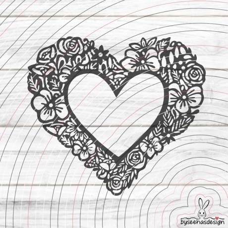 Blumenherz Rahmen Plotterdatei SVG DXF
