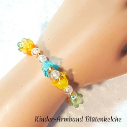 Kinder-Armband Schmuck elastisch Perlen gefädelt Bunte Blüten