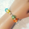 Kinder-Armband Schmuck elastisch Perlen gefädelt Bunte Blüten