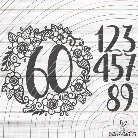 Blumenkranz Zahlen 0-9 Plotterdatei SVG DXF