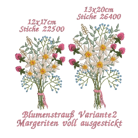 Stickdatei Blumenstrauß zwei Varianten