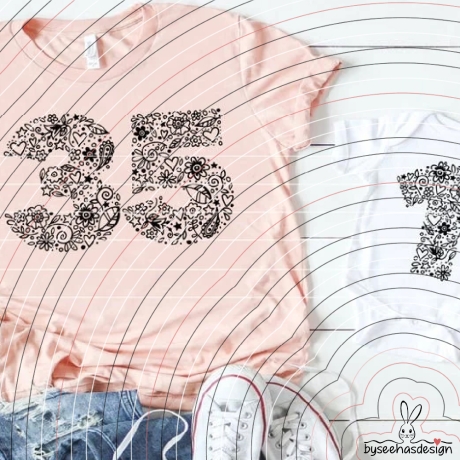 Blumen Zahlen 1-5 Plotterdatei SVG DXF 